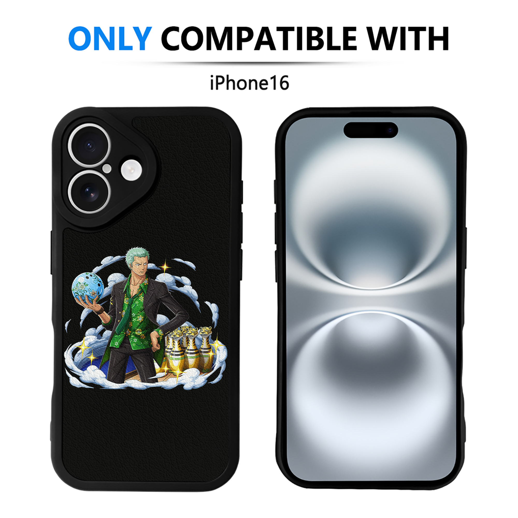 （画像用） ワンピース ロロノア・ゾロ ONE PIECE Roronoa Zoro 【iPhone 16シリーズ対応】シリコンスマホケース（レザー調） 材質：シリコン